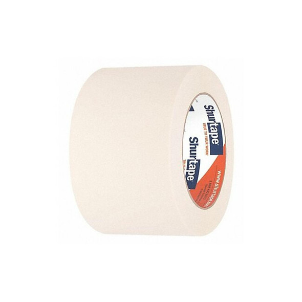 Masking Tape, 72 mm W x 55 m L, 4.8 mil Thick, Tan, Rubber Adhesive, 16 PK