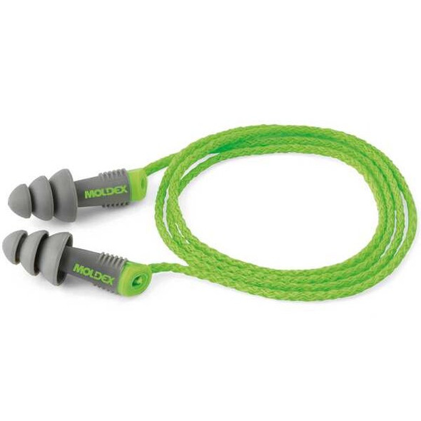 Alphas(TM) Reusable TPE Ear Plugs, Flanged Shape, 27 dB, Gray/Green, 50 PK