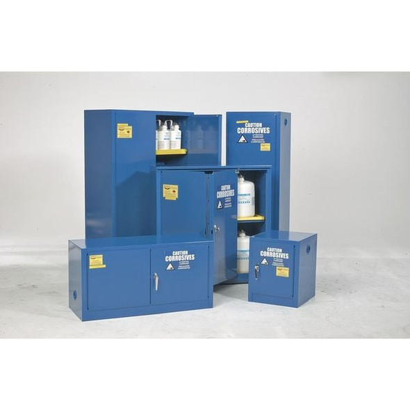 Hazardous Material Storage Cabinet, 45 gal, 2 Shelves, Steel, 43 in W x 65 in H x 18 in D, Blue
