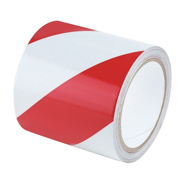 Reflective Safety Tape Vinyl Red/White, 4" W x 10 yd. L, 5.5 mil Thick