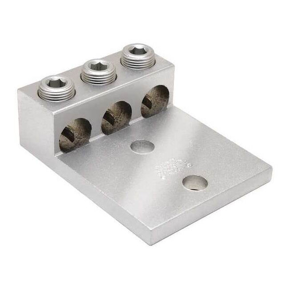 Mechanical Lug, 2 AWG Max, 3 Conductor, 2 Hole, 5/16 in Stud, Aluminum