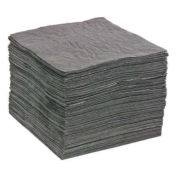 Spilltech Sorbent Pad, 28 gal, 15 in x 19 in, Universal, Gray, 200 PK GPF200S