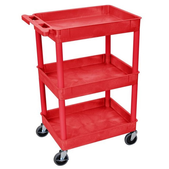 Manufacturer Varies Utility Cart,300 lb. Cap.,PE,3 Shelves RDSTC111RD