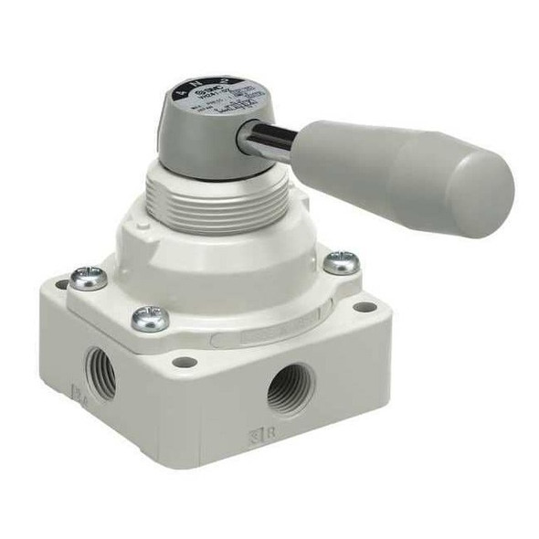 Smc Manual Air Control Valve, Lever, Gray VH201-N02