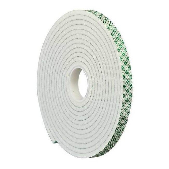 Double-Sided Foam Tape, 1 in W, 5 yd L, 1/4 in, Polyurethane Foam, Double-Sided