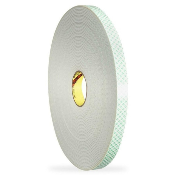 Double-Sided Foam Tape, 2 in W, 5 yd L, 1-8 in, Polyurethane Foam, Double-Sided  4008