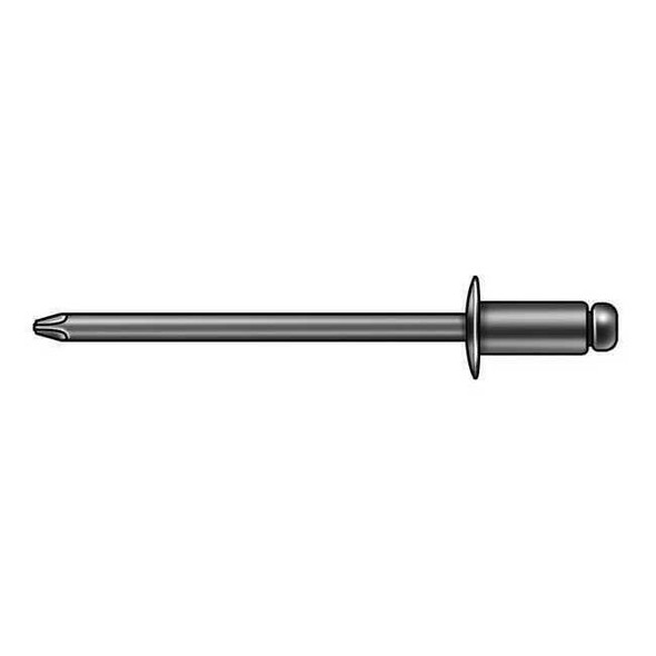 Blind Rivet, Large Flanged Head, 1/8 in Dia., 1/4 in L, Aluminum Body, 500 PK