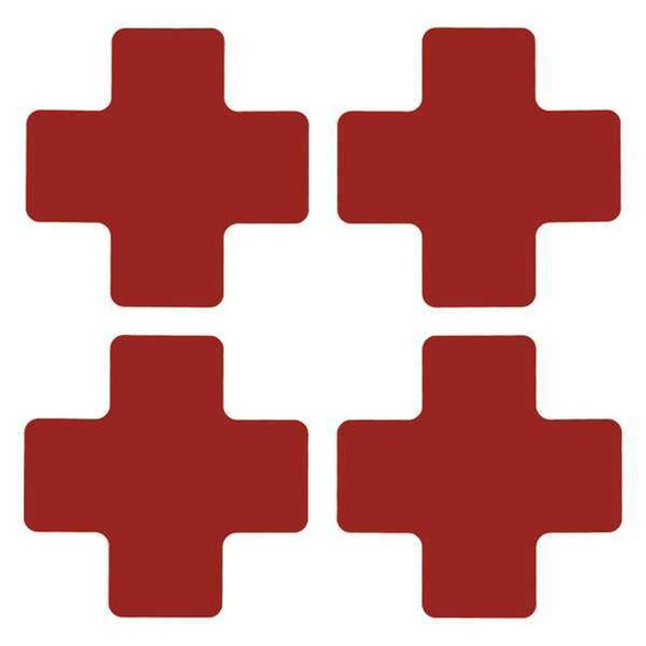 Brady Floor Tape,Red,2 inx5 in,Cross,PK20 104466