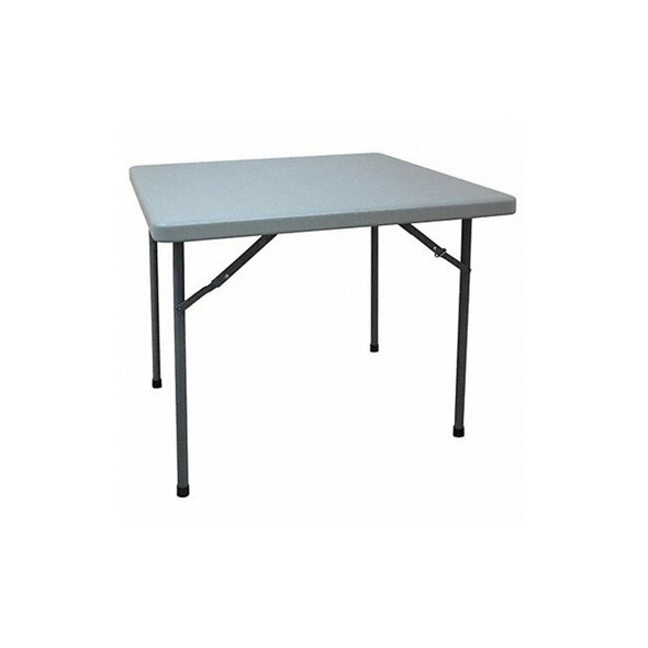 Square Folding Table, 36" W, 36" L, 29" H, Blow Molded Polyethylene Top, Gray