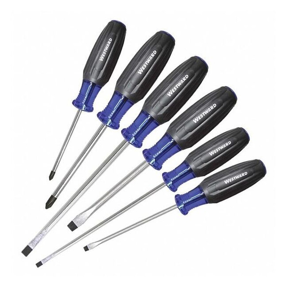 Westward MagnetizedTipScrewdriverSet,SAE,6pcs 401L74