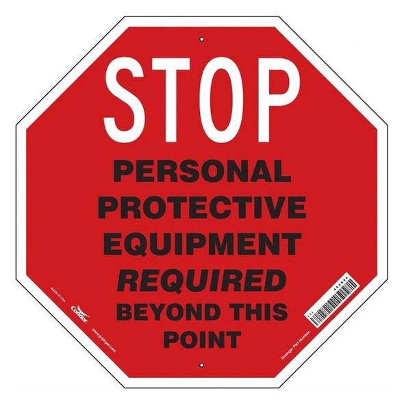 Safety Sign, 24 in Height, 24 in Width, Polyethylene, Octagon, English