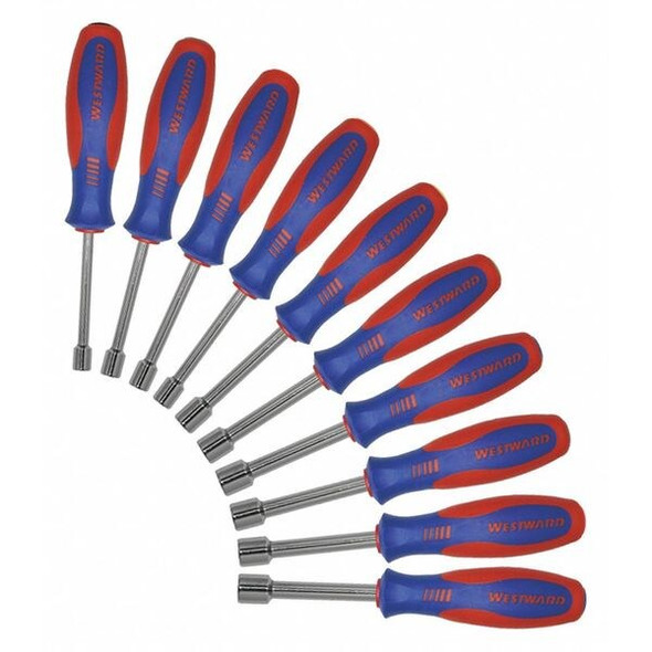 Westward Nut Driver Set,10 pcs,Hollw Round,Metric 401L18