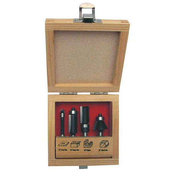 Manufacturer Varies Router Bit Set,4 Pc,Carbide Tipped 16Y548