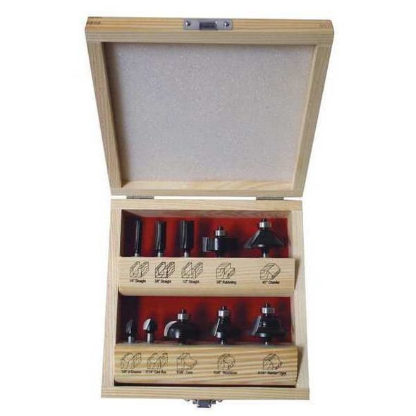 Manufacturer Varies Router Bit Set,10 Pc 16Y553