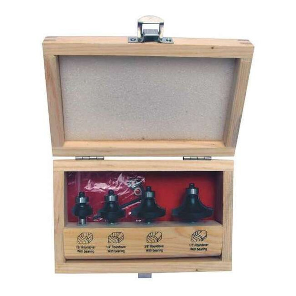Manufacturer Varies Router Bit Set,Roundover,1/4S,4 Pc 16Y602