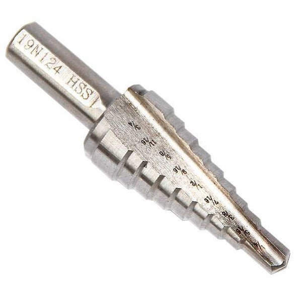 Manufacturer Varies HSS Step Drill Bit 9 Sizes, 1/4-3/4" 19N124