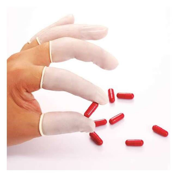 Condor Finger Cots, Latex, 3 mil Thickness, White, S, 1440 PK 30D247