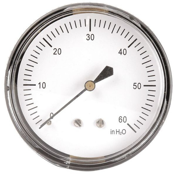 Low Pressure Gauge, 0 to 60 psi, 2 1/2 in Dial, 1/4 in NPT, Center Back Location