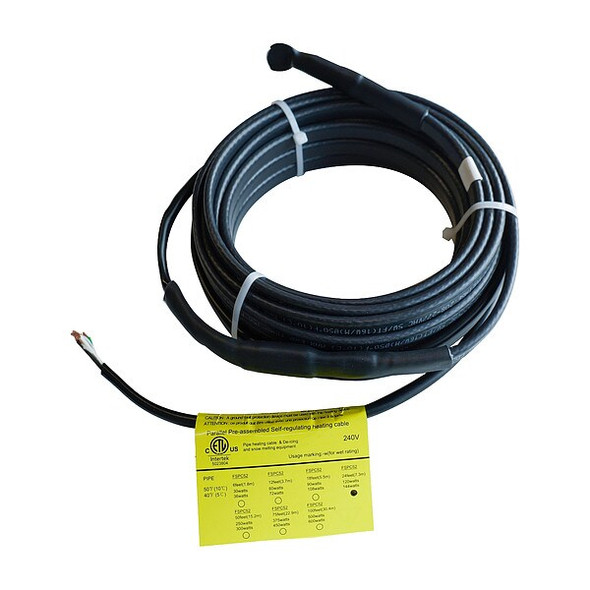 Electric Heating Cable, 240VAC, 24 ft Length, Waterproof, SJTW
