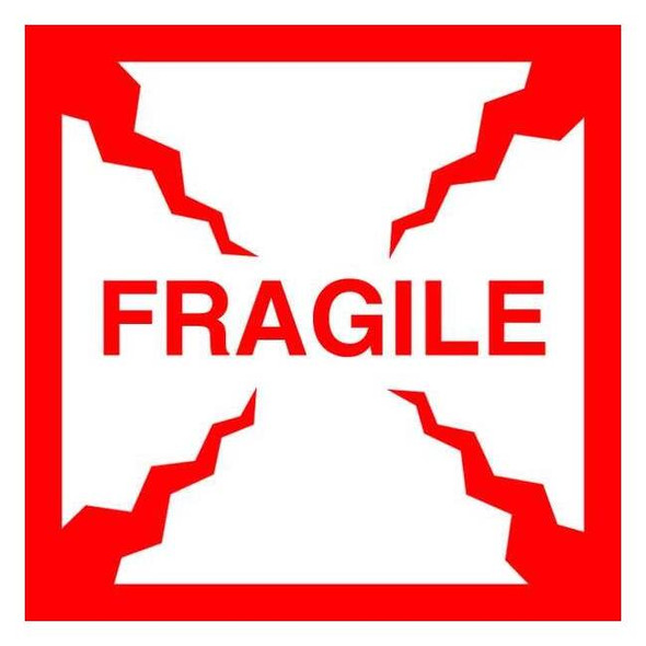 Tapecase 4" x 4" Adhesive Back Shipping Labels, Fragile, Pk500 16U810