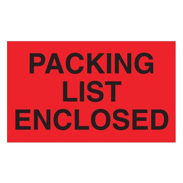 Tapecase Shipping Labels 3", Packing List Enclosed, Red, Pk500 16U831