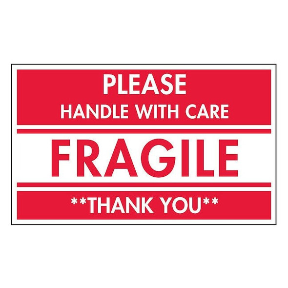Tapecase InstructionalHandlingLabel,White,PK500 16U863