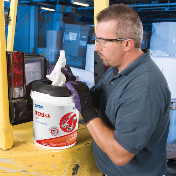 WypAll Power Clean X70 Medium Duty Cloths in a Bucket Refill (83571), Long Lasting, White, 1 Bucket