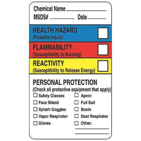 Manufacturer Varies Label, HMIG Reactivity, Litho, 1 1-2 in W, 2 1-2 in H 8EE37