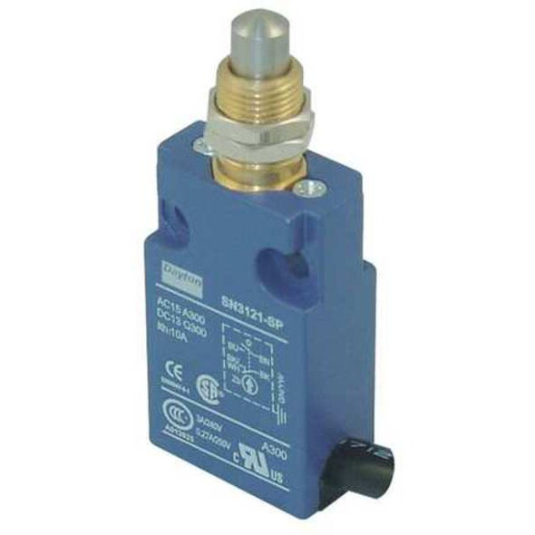 Limit Switch, Plunger, SPDT, 10A at 300V AC, Actuator Location: Top