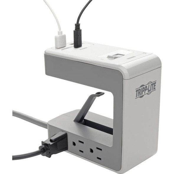 Tripp Lite Outlet Strip, Surge, USB, 6 5-15R, 5-15P, 8 ft., Gray TLP648USBC
