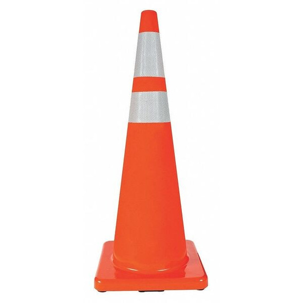 Traffic Cone, PVC, High-Intensity Prismatic, 36 in Height, 12 lb, Orange