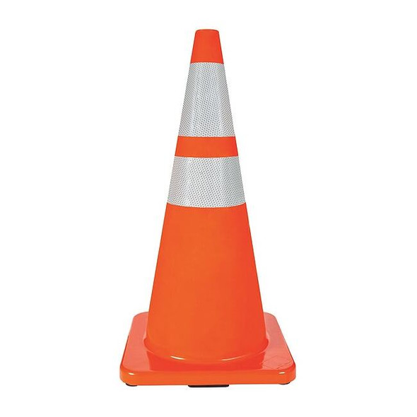 Traffic Cone, PVC, High-Intensity Prismatic, 28 in Height, 7 lb, Orange