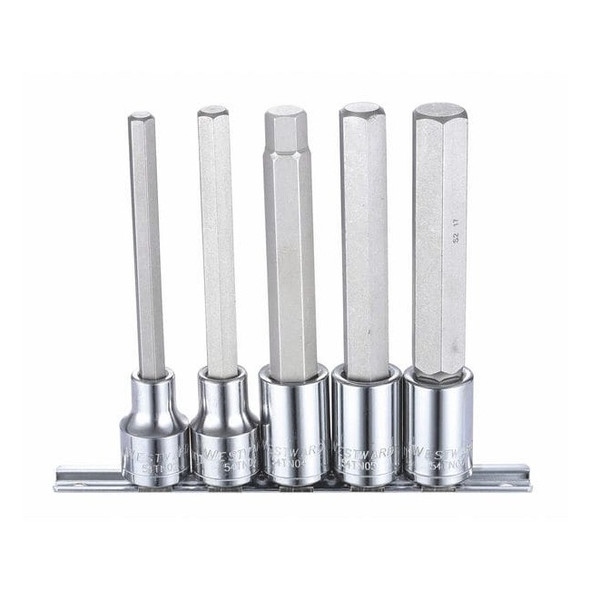 Westward 1/2" Drive Socket Bit Set, Metric, 5 pcs 54TN01