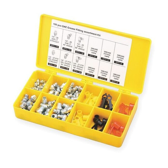 Westward Grease Fitting And Cap Kit,SAE,100 PC 3APF4