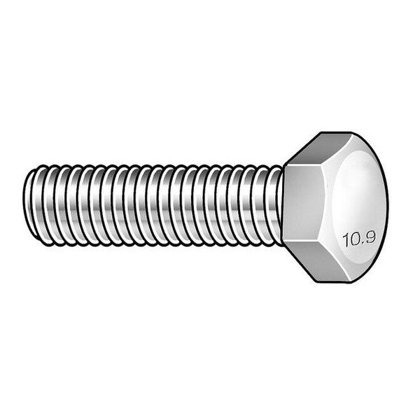 Class 10.9, M14-2.00 Hex Head Cap Screw, Zinc Yellow Steel, 25 mm L, 25 PK