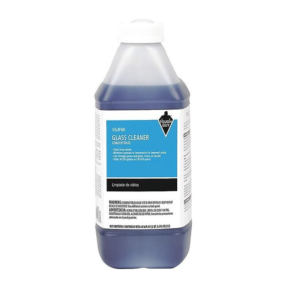 Tough Guy Liquid Glass Cleaner, 1.9L, Clear, Unscented, Bottle 55JF66