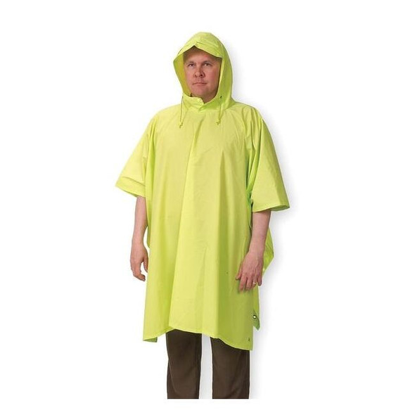 Condor Rain Poncho,Reusable,Yellow/Green,50" L 1EJY2