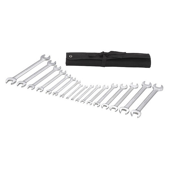 Westward Open End Wrench Set,SAE, Metric,17 pcs. 54DG07