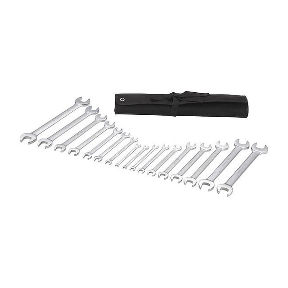 Westward Open End Wrench Set,SAE, Metric,17 pcs. 54DG07