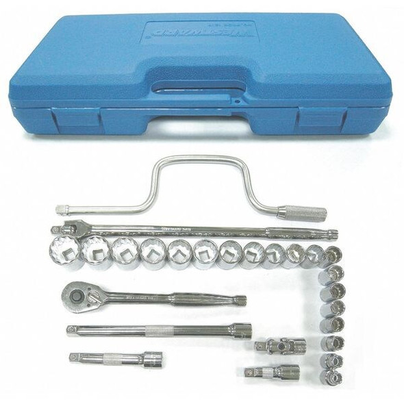 1/2" Drive Socket Wrench Set SAE 26 Pieces 3/8 in to 1 1/4 in , Chrome