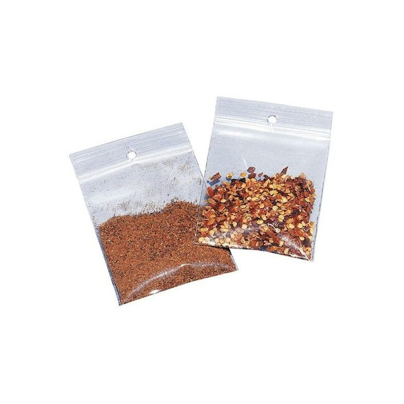 Reclosable Bag, Zip Seal, 10 in L, 8 in W, 2 mil Thick, Polypropylene, Clear