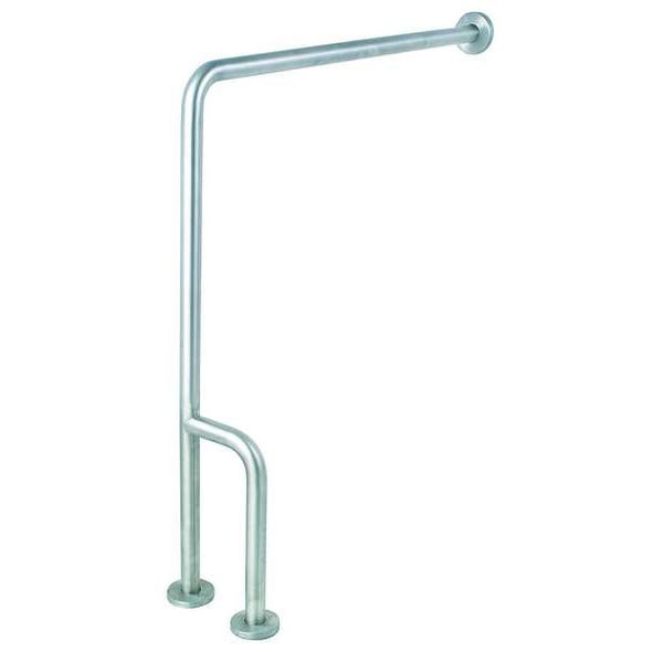 Manufacturer Varies Wall Mounted, Left Grab Bar Floor-to-Wall, 30" L, Stainless Steel, Satin 4WMH1