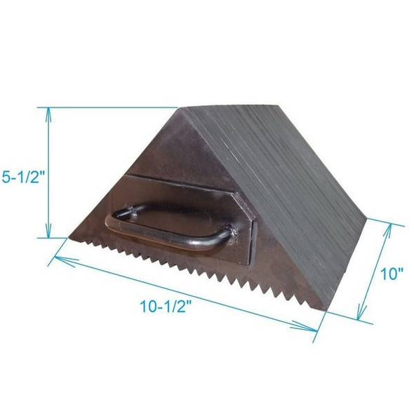 Wheel Chock, Single, Laminated Rubber, 10 in L, 10 1/2 in W, 5 1/2 in H, Black