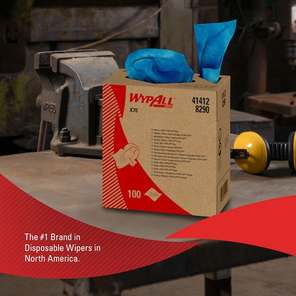 Wypall WypAll Power Clean X70 Medium Duty Cloths (41412), Pop-Up Box, Blue, es / Case, PK10 41412