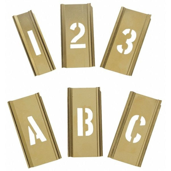 Manufacturer Varies Interlocking Stencil, Numb&Letters, Brass, 3W648 3W648