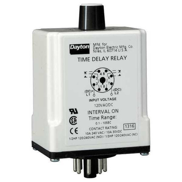 Single Function Time Delay Relay, Octal, On Delay, 1 Functions 120V AC, DPDT