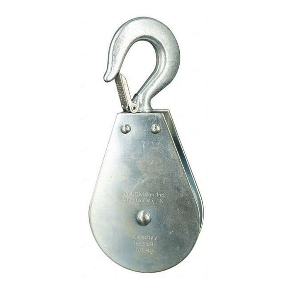 Pulley Block, Wire Rope, 5/16 in Max Cable Size, 1,550 lb Max Load, Zinc Plated