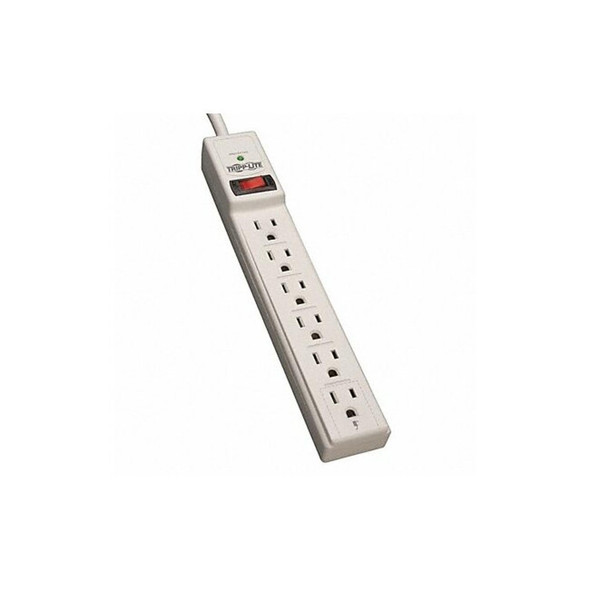 Tripp Lite Outlet Strip, Surge, 6 5-15R, 5-15P, 6 ft., White TLP606TAA