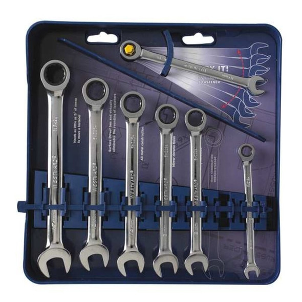 Westward Combo Wrench St,CV Steel,Chrome,Standard 6XZ89