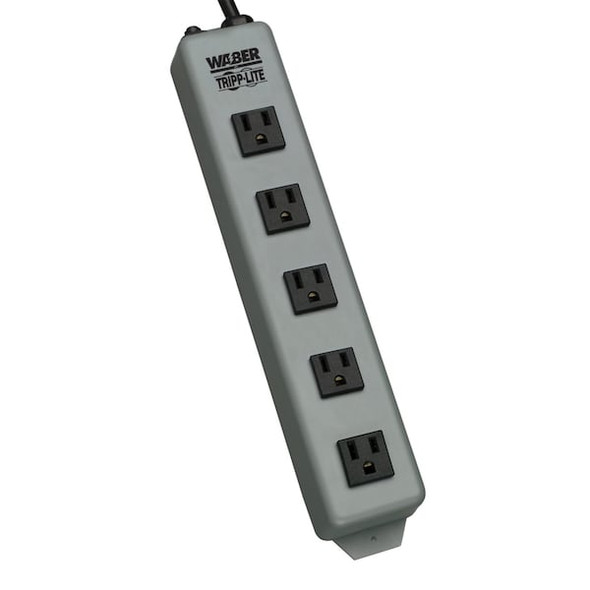 Tripp Lite Outlet Strip, 5 5-15R, 5-15P, 6 ft., Blue/Gray 602